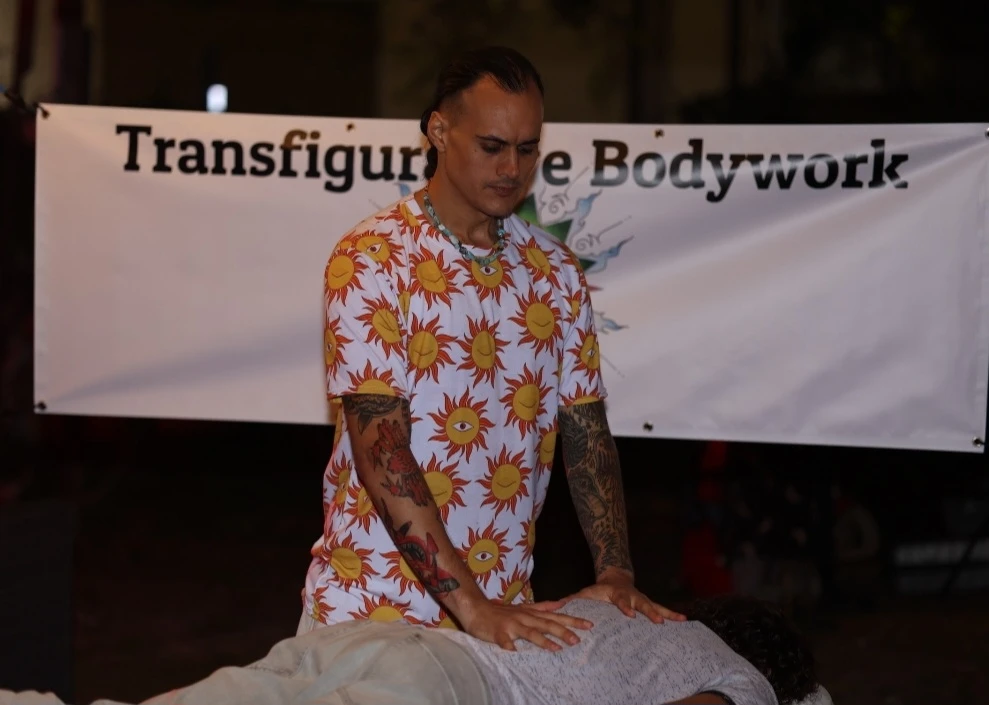 Nick Cicchella giving a client hands-on bodywork